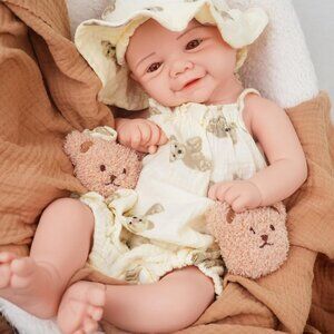 16.9in Full Silicone Reborn lvory White Baby Girl Dolls Lifelike 8.61LB Weight
